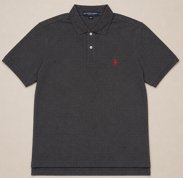 Camiseta Polo Masculina, Cinza Escuro, U.S. Polo Assn
