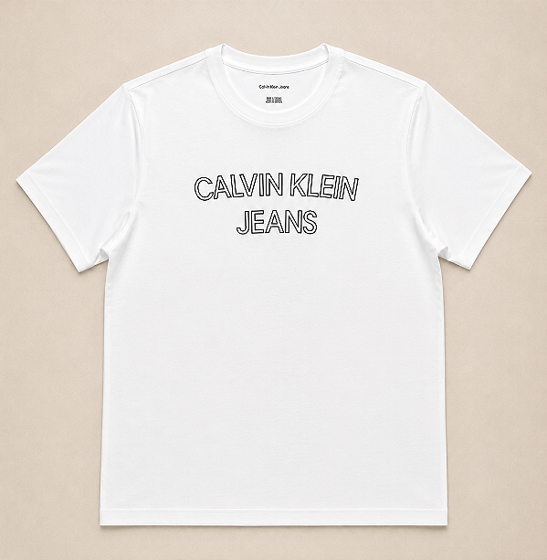 Camiseta Manga Curta Logo Masculina, Branca, Calvin Klein