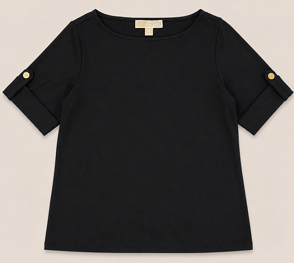 Blusa Feminina Manga Curta, Preta, Michael Kors