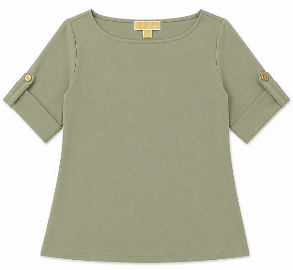 Blusa Feminina Manga Curta, Verde Oliva, Michael Kors
