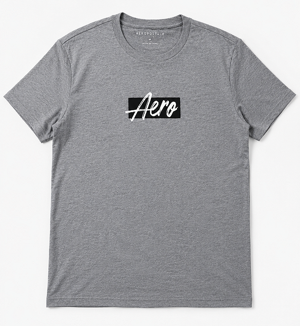 Camiseta Masculina, Cinza com Logo Aero, Aéropostale