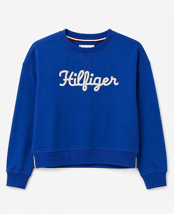 Moletom Infantil, Azul Royal com Logo Hilfiger Bordado, Tommy Hilfiger