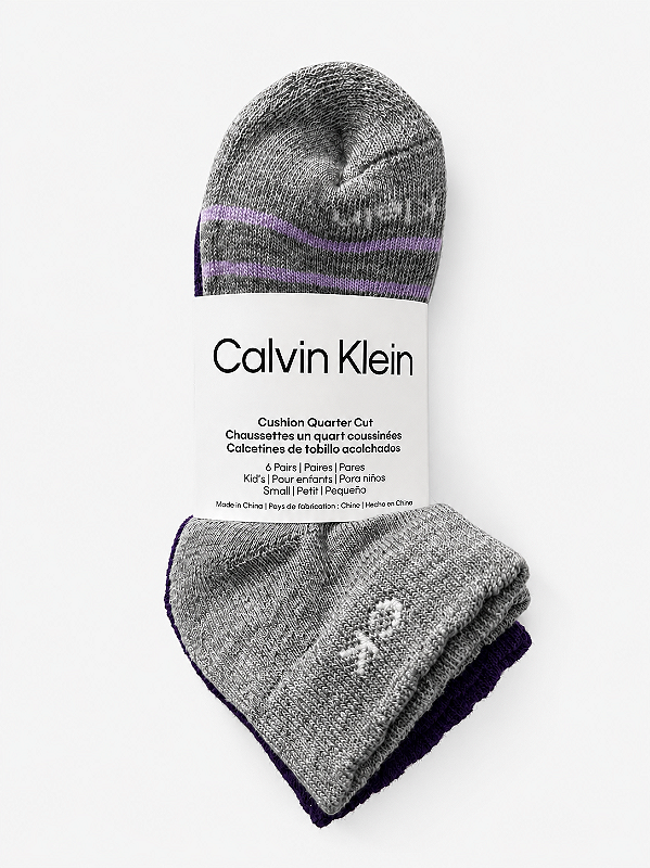 Kit com 6 Pares de Meias Cano Baixo, Tamanho 21 ao 28 BR, Calvin Klein