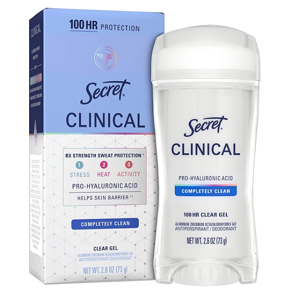 Desodorante Antitranspirante Clinical Gel, Clinical 100HR Completely Clean, 73g, Secret