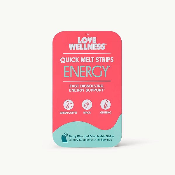 Suplemento para Energia, Energy Quick Melt Strips Berry, 15 Tiras, Love Wellness