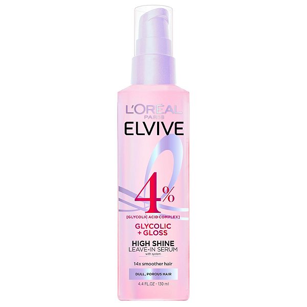 Sérum Leave-In Brilho Intenso, Elvive Glycolic + Gloss High-Shine Leave-In Serum, 130mL, L'Oréal Paris