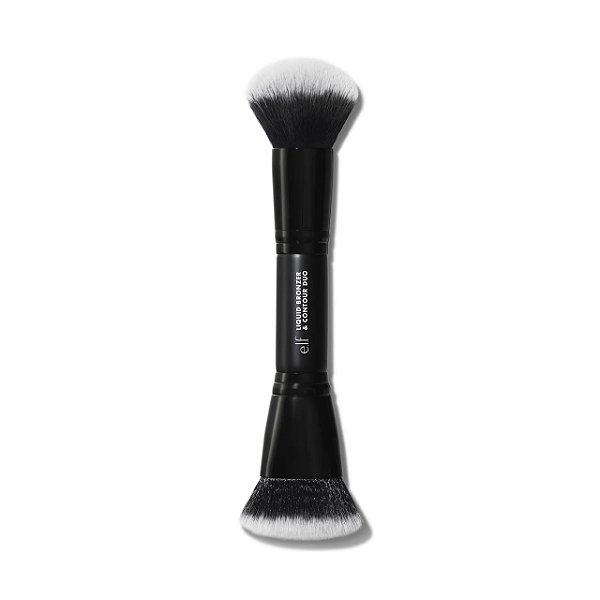Pincel Duplo para Bronzer e Contorno, Liquid Bronzer & Contour Duo Brush, e.l.f. Cosmetics