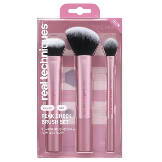Kit Pincéis de Maquiagem, Peak Cheek Brush Set, 3 Unidades, Real Techniques