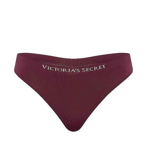 Calcinha Fio Dental Sem Costura, Modelo Thong, Vinho, Victoria's Secret
