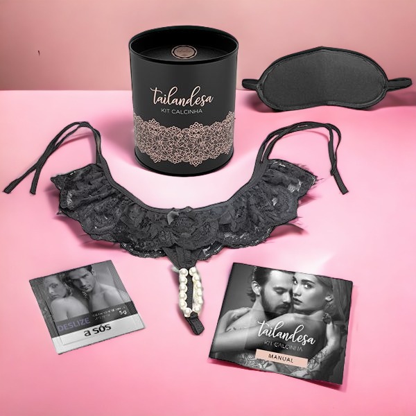 Kit Tailandesa (Calcinha Ajustável, Gel Lubrificante, Venda e manual com dicas)