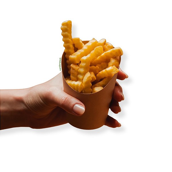 50un Copo Papel Kraft Para Fritas e Chips 12 x 5,8cm