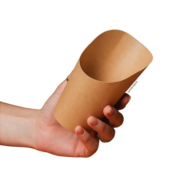 1.000un Copo Papel Kraft Para Fritas e Chips 14 x 5,8cm