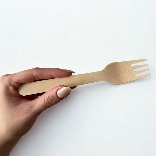 Garfo Madeira Premium 16cm Biodegradável - 2.000un
