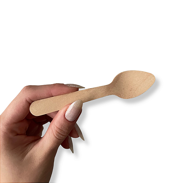 Mini Colher Madeira Premium 11cm Biodegradável - 100un