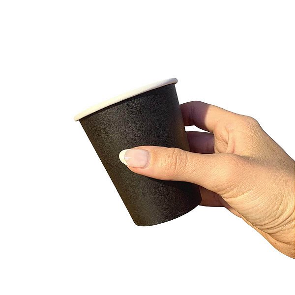 Copo Papel Preto 200ml Biodegradável Térmico - 50un
