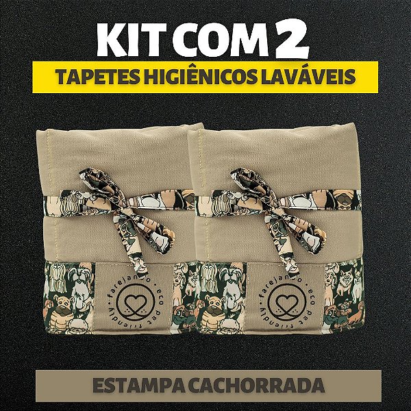 Kit 2 Tapetes - Cachorrada - Bege - M