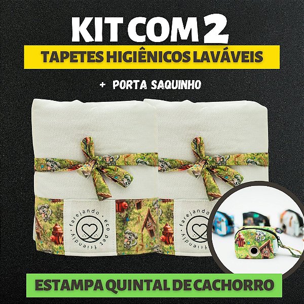 Kit 2 Tapetes - Quintal de Cachorro - Branco - M + Porta Saquinho