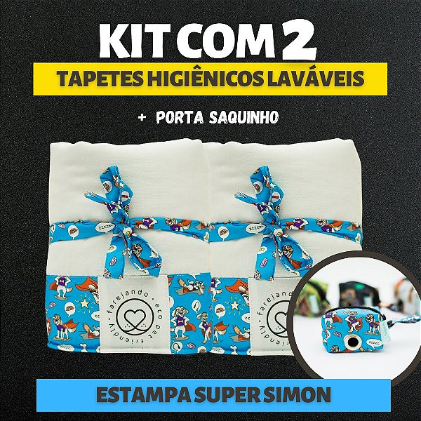 Kit 2 Tapetes - Super Simon - Branco - G + Porta Saquinho