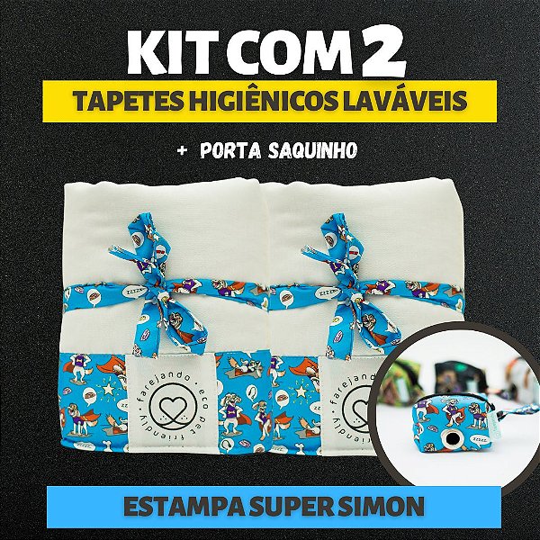 Kit 2 Tapetes - Super Simon - Branco - M + Porta Saquinho