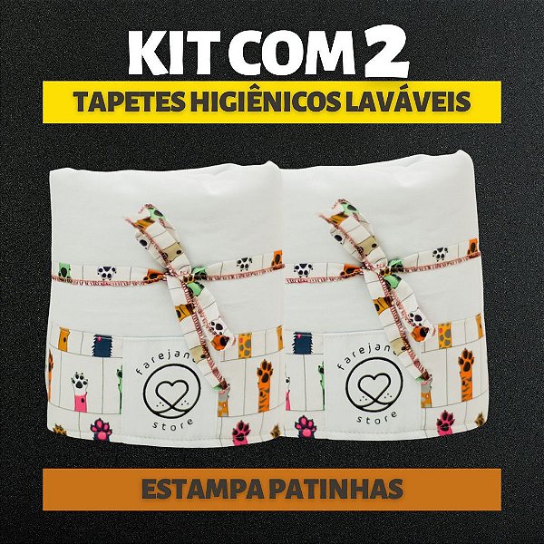 Kit 2 Tapetes - Patinhas - Branco - P