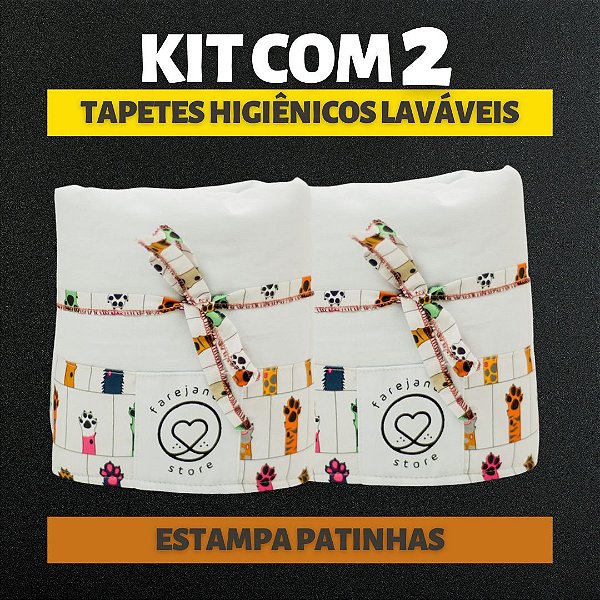 Kit 2 Tapetes - Patinhas - Branco - M