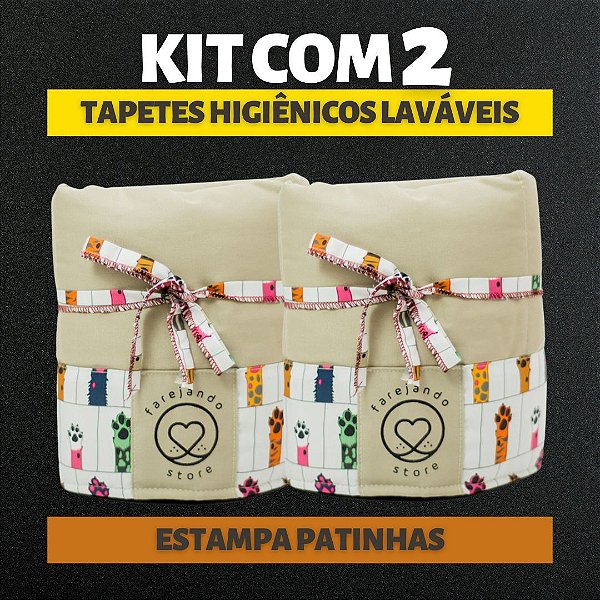 Kit 2 Tapetes - Patinhas - Bege - M