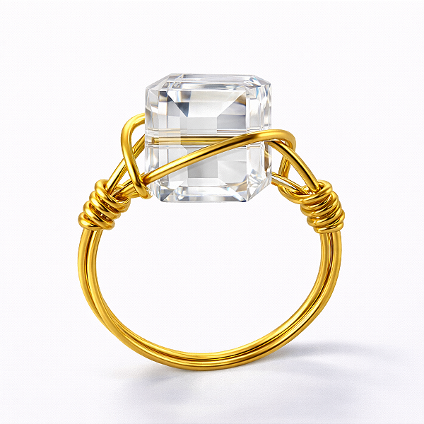 Anel Kubus incolor ( cristal austríaco )