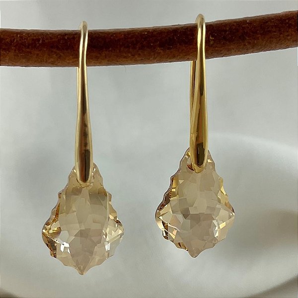 Brincos com cristal austríaco, 6090, golden shadow.