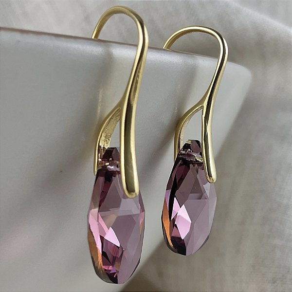 Brincos com cristal austríaco, 16mm, rosa antigo.