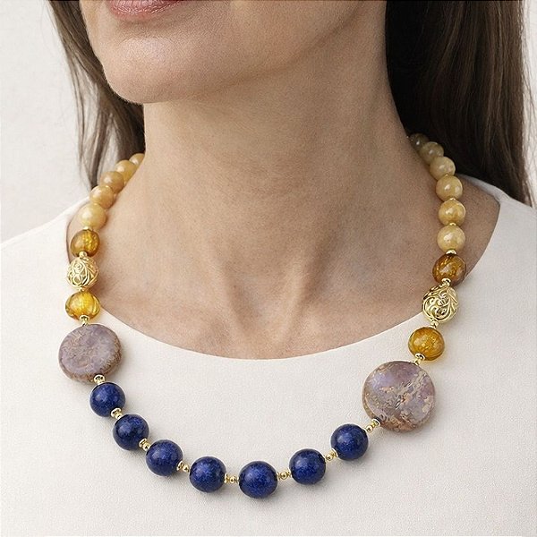 Colar Luxor - sol e lápis ( lepidolita e murano )