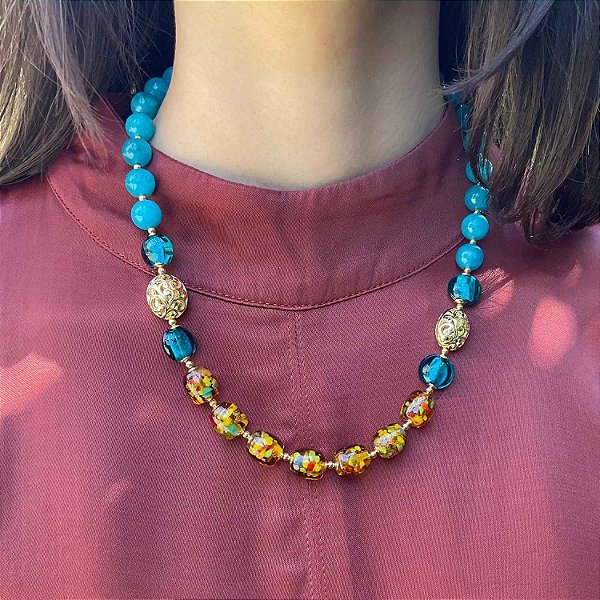 Colar Bahariya ( murano e amazonita )