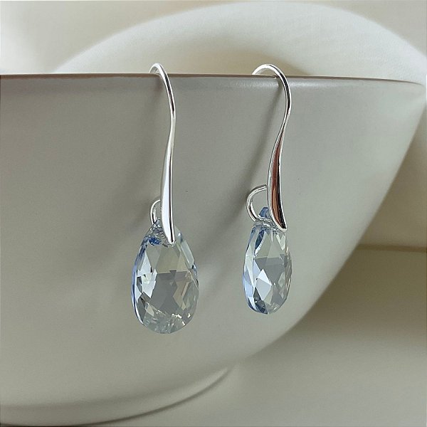 Brincos em prata 925 com cristal austríaco Blue shadow