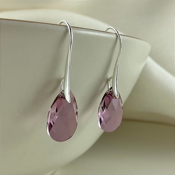 Brincos em prata 925 com cristal austríaco antique rose