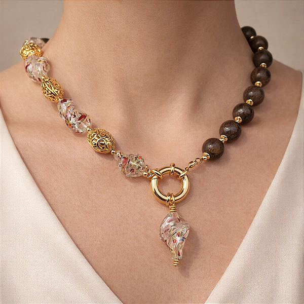 Colar “Dunas de Siua” (bronzita e murano)