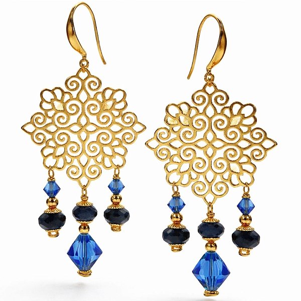 Brincos “Constelação de Dendera” ( sodalita e cristais )