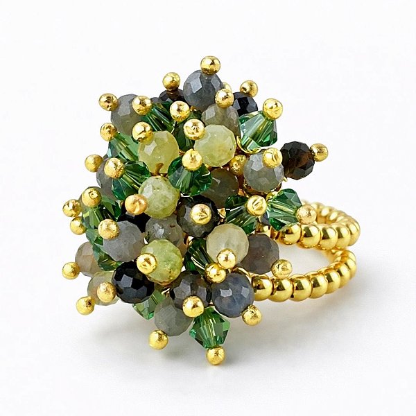 Anel “Vento Di Positano” ( Granada grossular, safira , obsidiana)