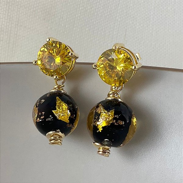 Brincos “Sole sul Mare” ( murano sommerso/aventurina)