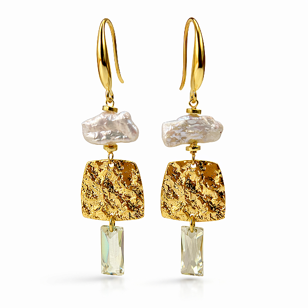 Brincos “ Duomo di Amalfi” ( pérolas e cristais )