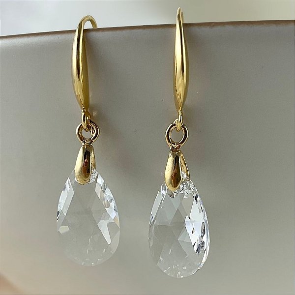 Brincos com cristal austríaco gota incolor.