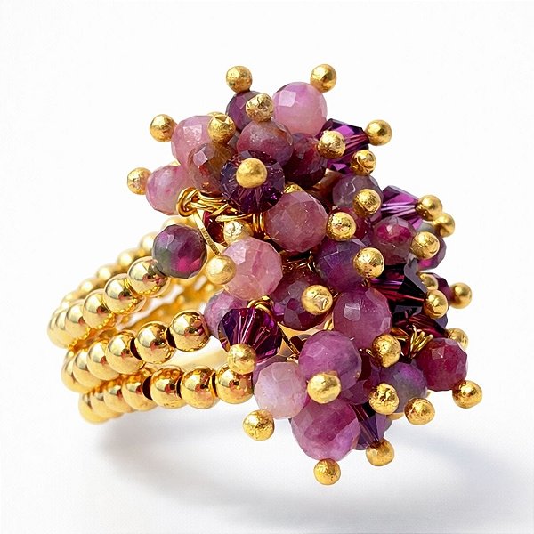 Anel “ Giardino di Bouganville” ( rubelita e fuchsita )