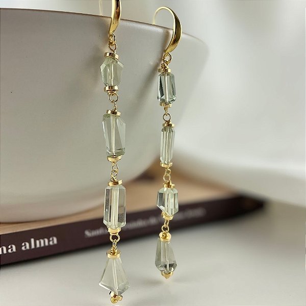 Brincos Acqua Di Laurito ( ametista verde )