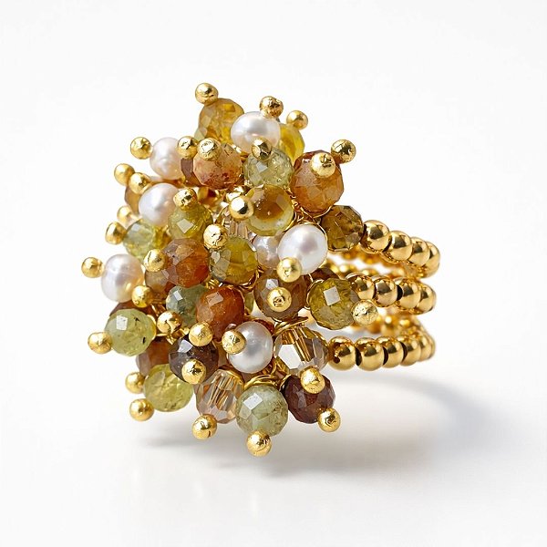 Anel Sabbia Dorata ( granada grossular e safira amarela )