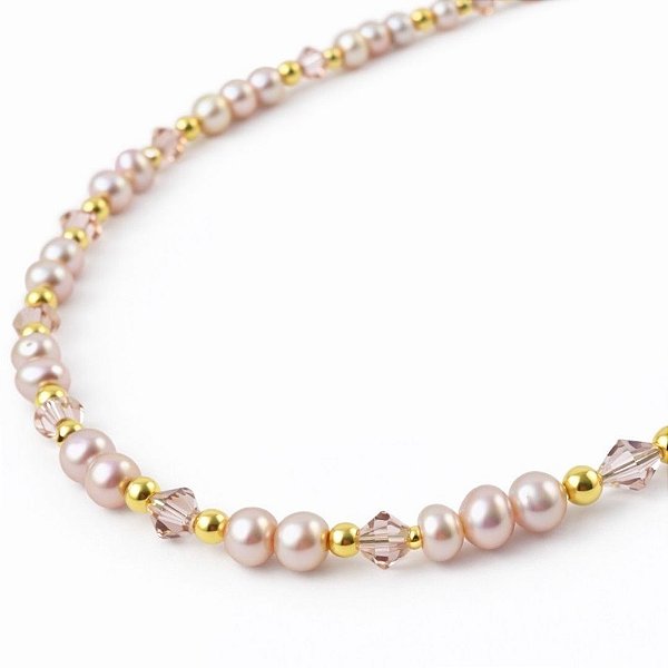 Colar Rosa di Conca ( pérolas barrocas rosadas )