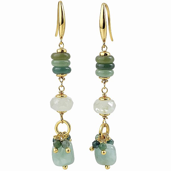 Brincos Aria di Primavera ( turmalina , água marinha e angelita )