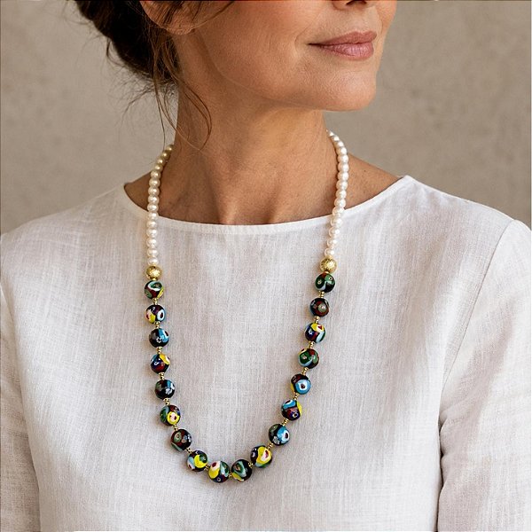 Colar Perle Millefiori