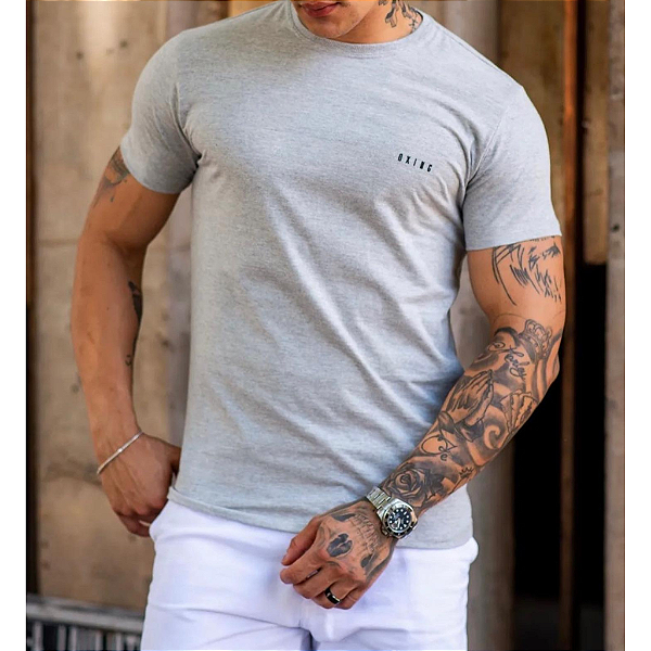 Camiseta Básica Premium Cinza Mescla
