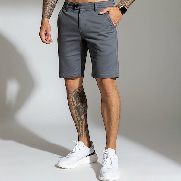 Bermuda Alfaiataria Cós Italiano Chumbo