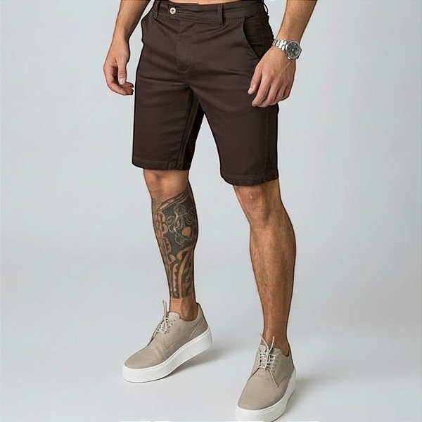 Bermuda Alfaiataria Cós Italiano: Marrom Café