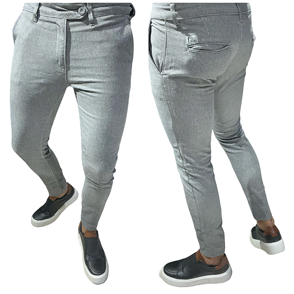 Calça Alfaiataria Cós Italiano: Cinza Mesclado