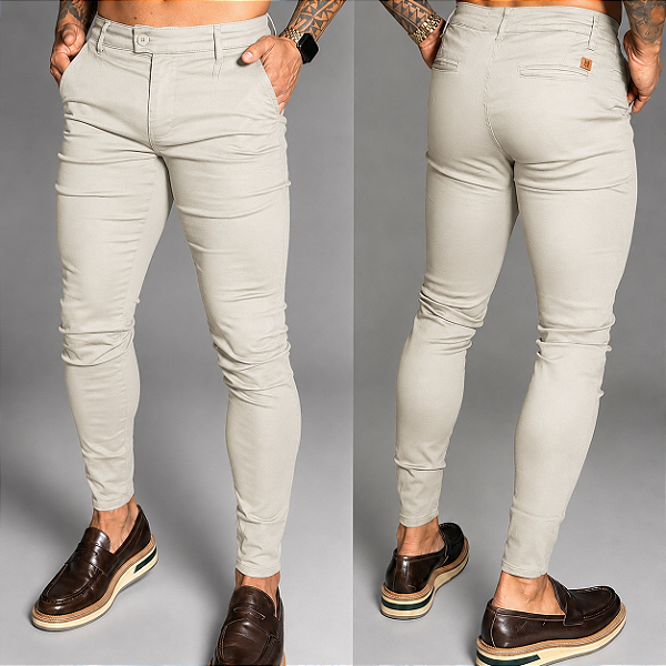 Calça Alfaiataria Skinny Cós Italiano: Areia